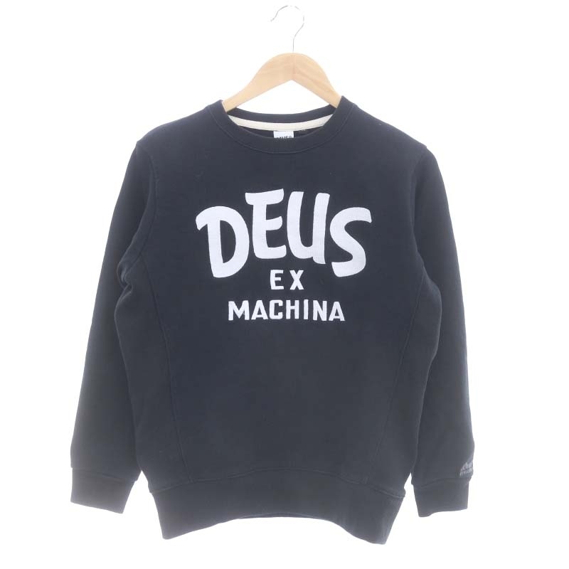 デウスエクスマキナ DEUS EX MACHINA ロゴ刺繍スウェット トレーナー 長袖 XS 黒 ブラック /MF ■OS メンズ_画像1