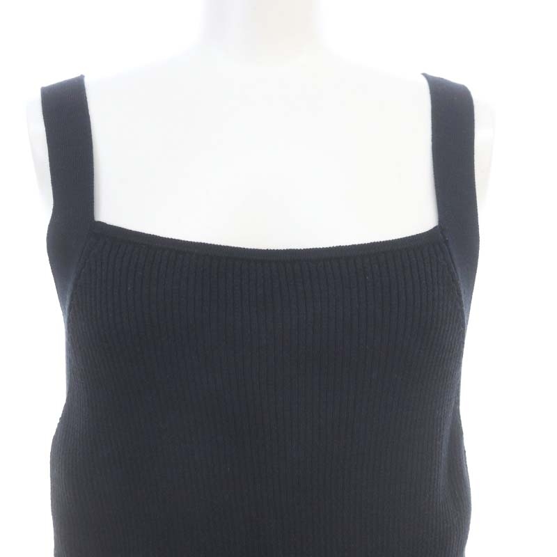 n knitted NKNIT cotton rib square knit tank top knitted tank top rib knitted no sleeve black black /DF #OS #SH lady's 