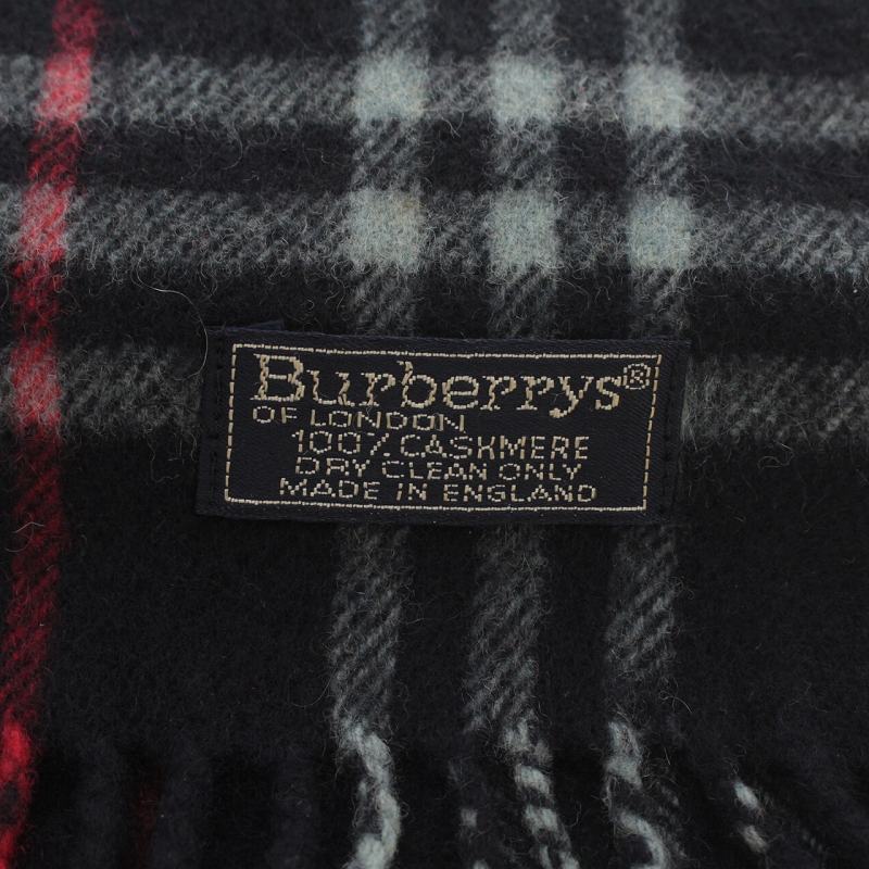 バーバリーズ Burberrys マフラー チェック柄 フリンジ カシミヤ 英国製 黒 ブラック 赤 レッド /IR ■GY19 レディース_画像6