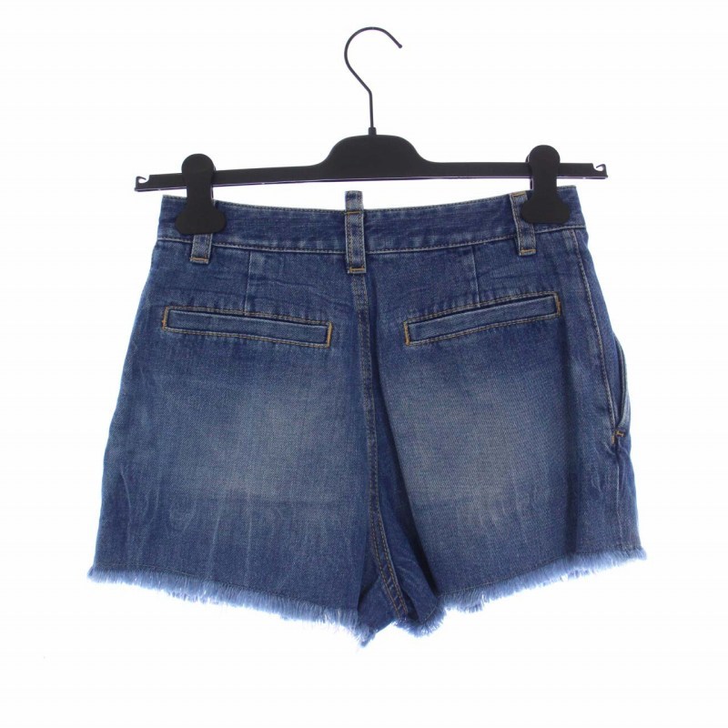 未使用品 ディースクエアード DSQUARED2 fringed denim shorts フリンジデニムショートパンツ ボタンフライ 38 S 青 S75MU0393_画像2