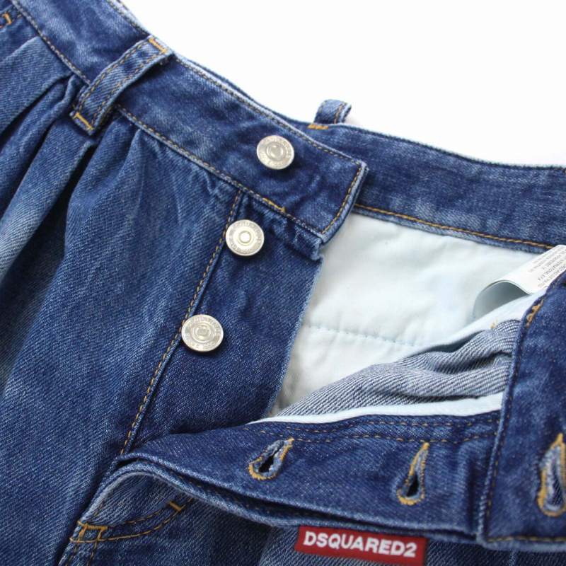 未使用品 ディースクエアード DSQUARED2 fringed denim shorts フリンジデニムショートパンツ ボタンフライ 38 S 青 S75MU0393_画像6