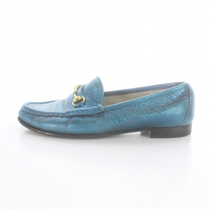  Gucci GUCCI Loafer bit кожа 36 23cm синий голубой /AK19 женский 