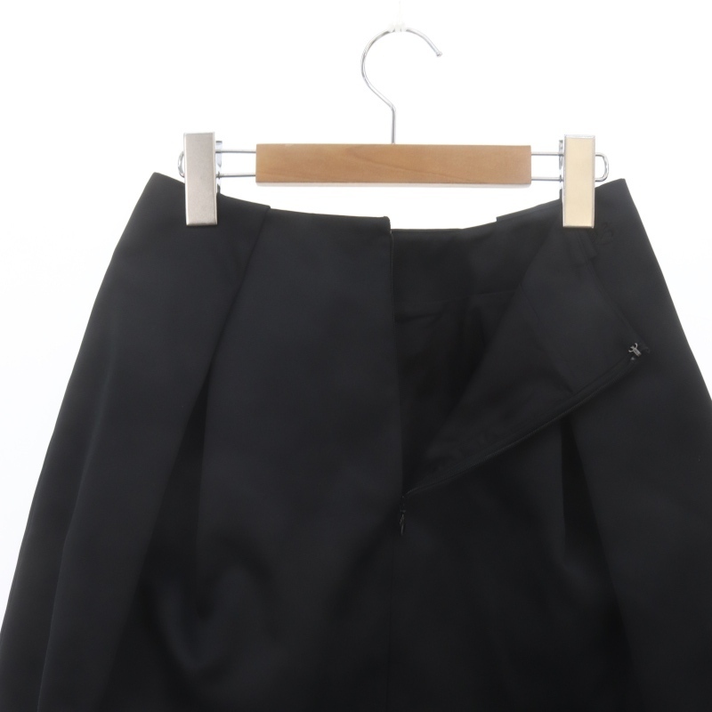 未使用品 ボーダーズアットバルコニー BORDERS at BALCONY 23AW MEMORY SATIN MINI SKIRT 台形スカート ミニ 36 黒 ブラック_画像6