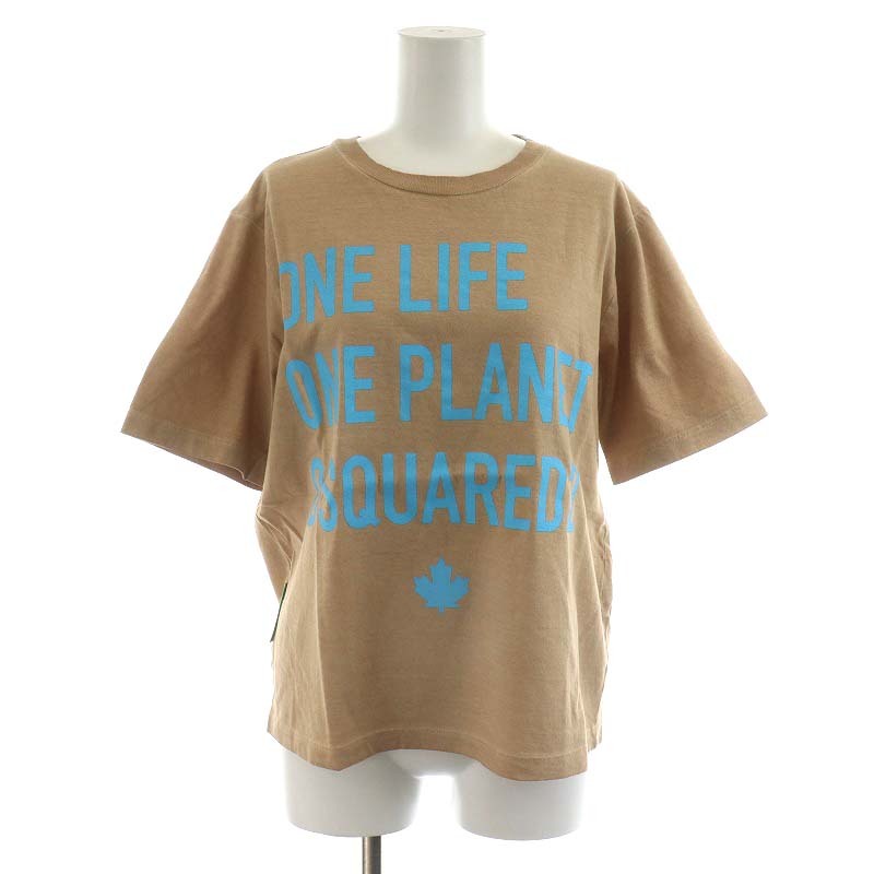 未使用品 ディースクエアード DSQUARED2 One Life Renny Tee Tシャツ カットソー 半袖 ロゴ XS ベージュ /AN31 ■GY29 レディース