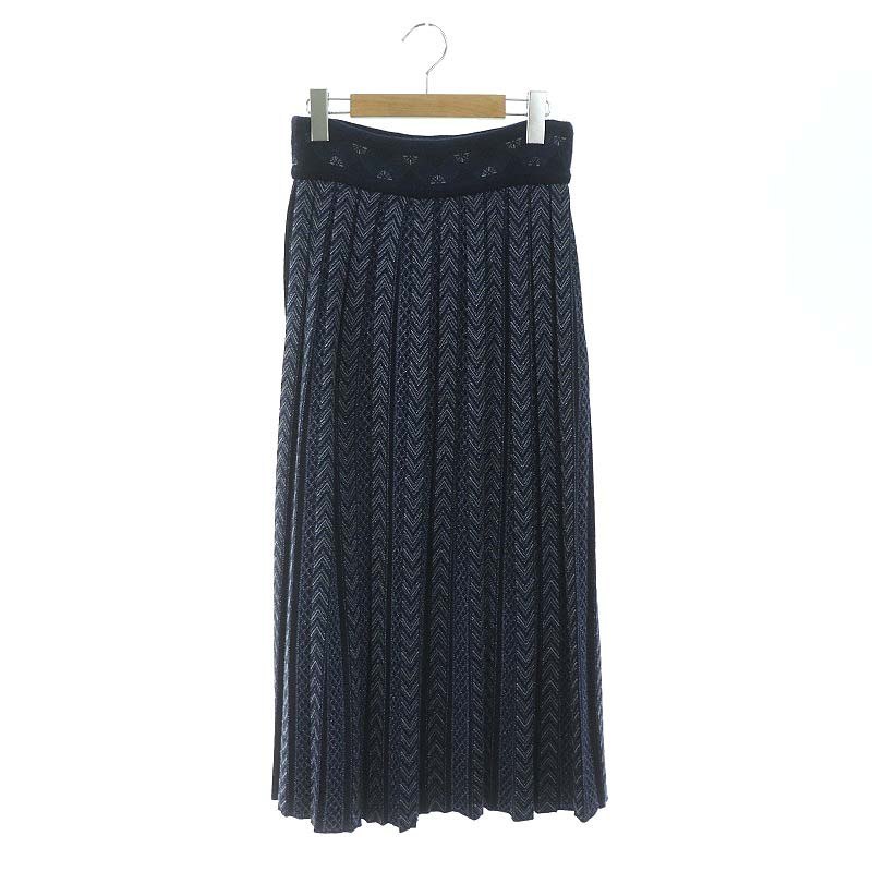 マメクロゴウチ Mame Kurogouchi Pleated Knitted Skirt スカート プリーツ ニット ロング 2 紺 ネイビー MM20FE-KN016 レディース