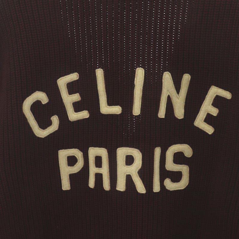 セリーヌ CELINE by Hedi Slimane 23AW カレッジ カーディガン ロゴ コットン S ボルドー 2AD7O192W.28EZ /AN13 ■AD メンズ_画像7