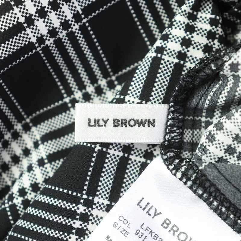 リリーブラウン Lily Brown 22AW ブラウス 長袖 チェック ハイネック F 黒 ブラック /AT9 レディース_画像4