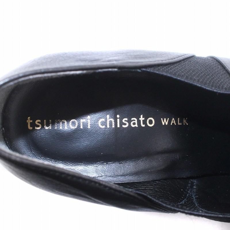 ツモリチサト ウォーク tsumori chisato walk ブーティ サイドゴア ラウンドトゥ ハイヒール レザー 23.5cm 黒 ブラック 4280_画像7