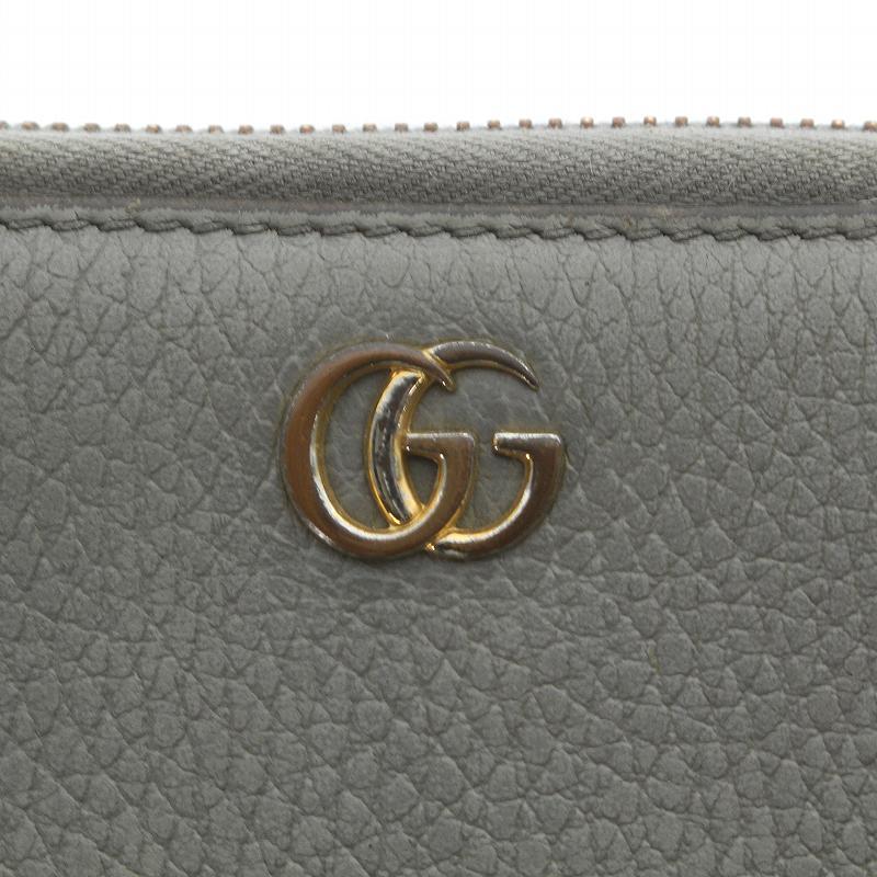 グッチ GUCCI ダブルG ジップアラウンド ウォレット 長財布 GG マーモント ラウンドファスナー レザー ロゴ グレー_画像5