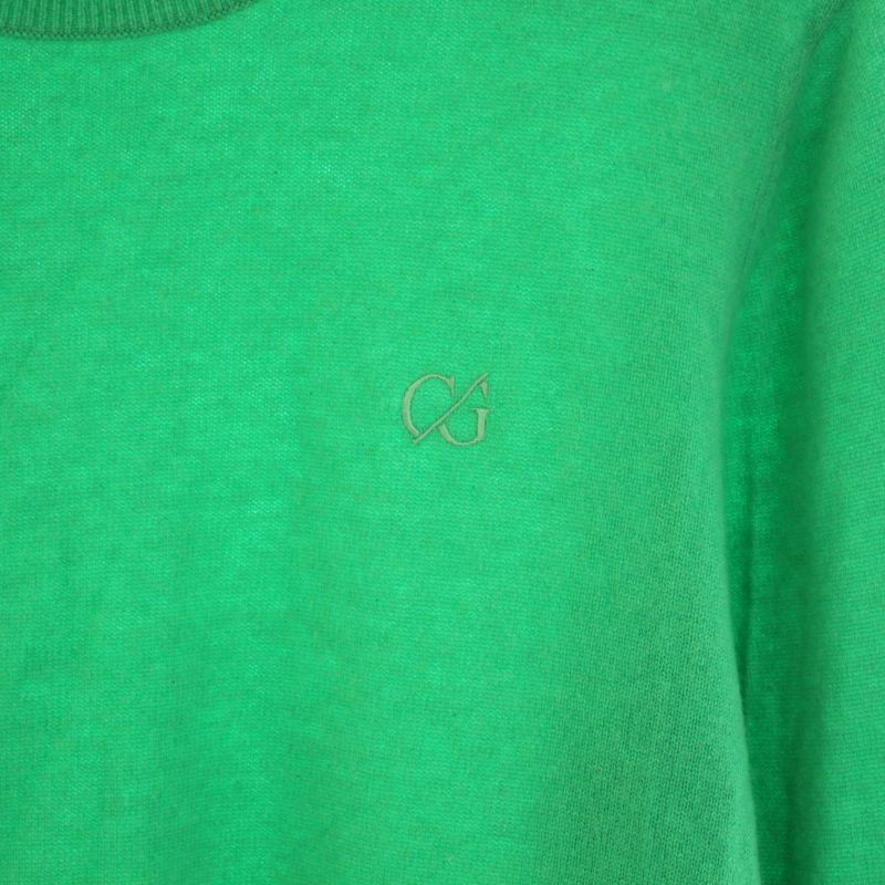 キャロウェイ CALLAWAY サンプル品 ゴルフウェア ニット セーター クルーネック 長袖 ハイゲージ ロゴ刺繍 L 緑 グリーン /YT メンズ_画像3