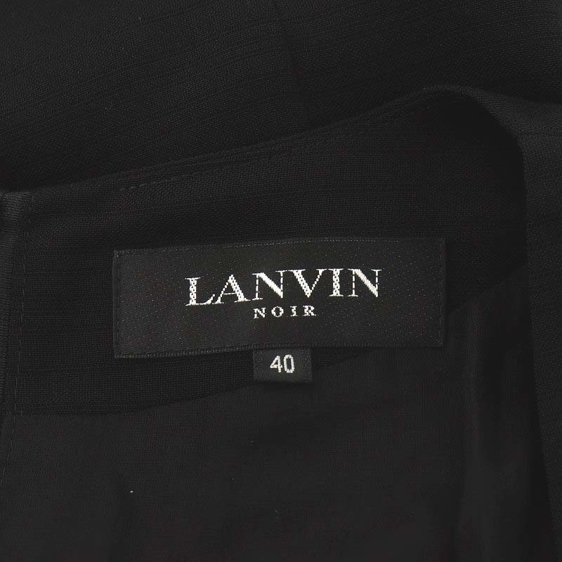 ランバン LANVIN noir ワンピース ミモレ ロング 七分袖 サテン 40 M 黒 ブラック /AN9 レディース_画像4