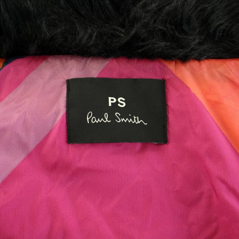 pi-es Paul Smith PS Paul Smith 20SS down coat long hood bai color belt attaching fake fur 40 L navy blue black lady's 