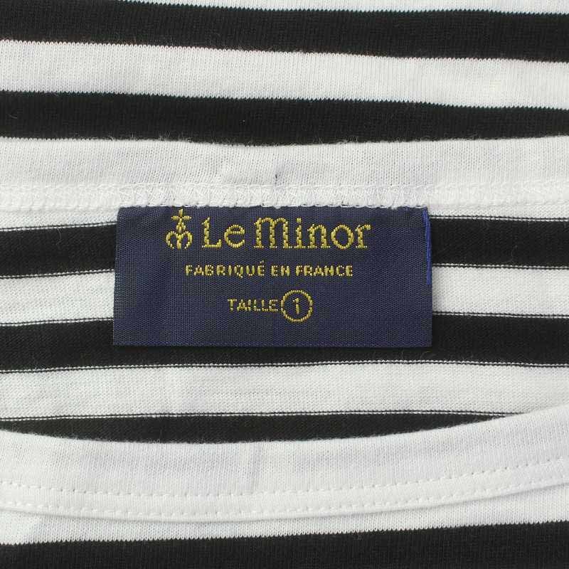  Le Minor Leminor cut and sewn long sleeve border boat neck 1 M white white black black /AT29 lady's 