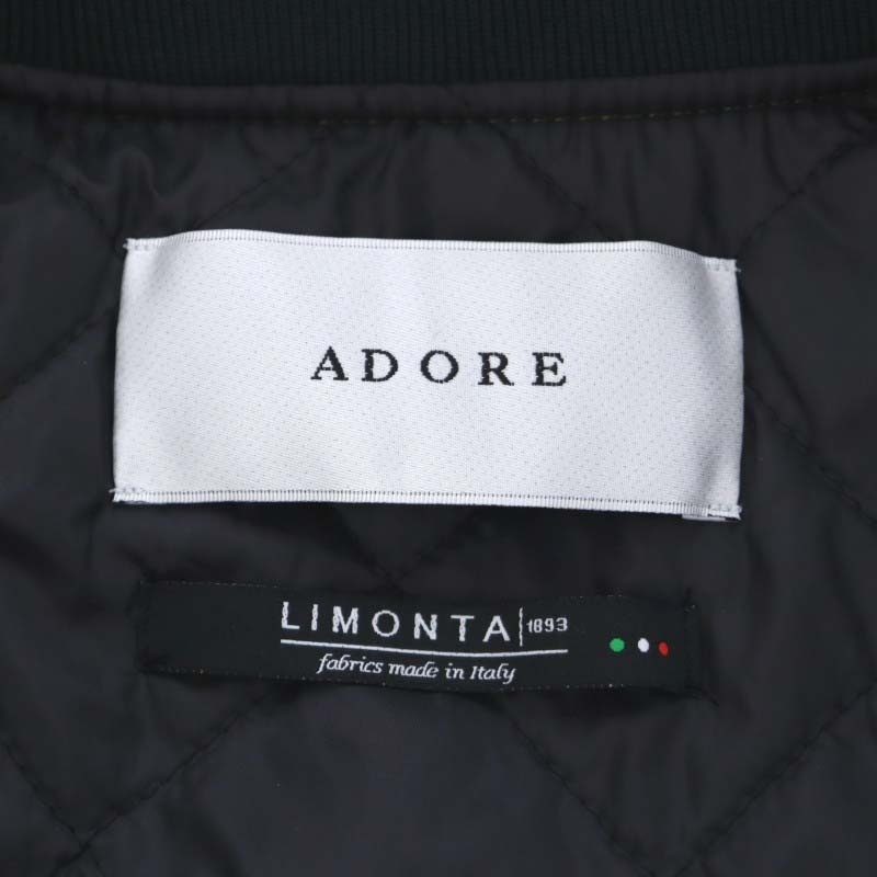 アドーア ADORE 22AW プルーフナイロンタフタジャケット 中綿MA-1ブルゾン バルーンシルエット ミドル丈 38 M カーキ_画像3