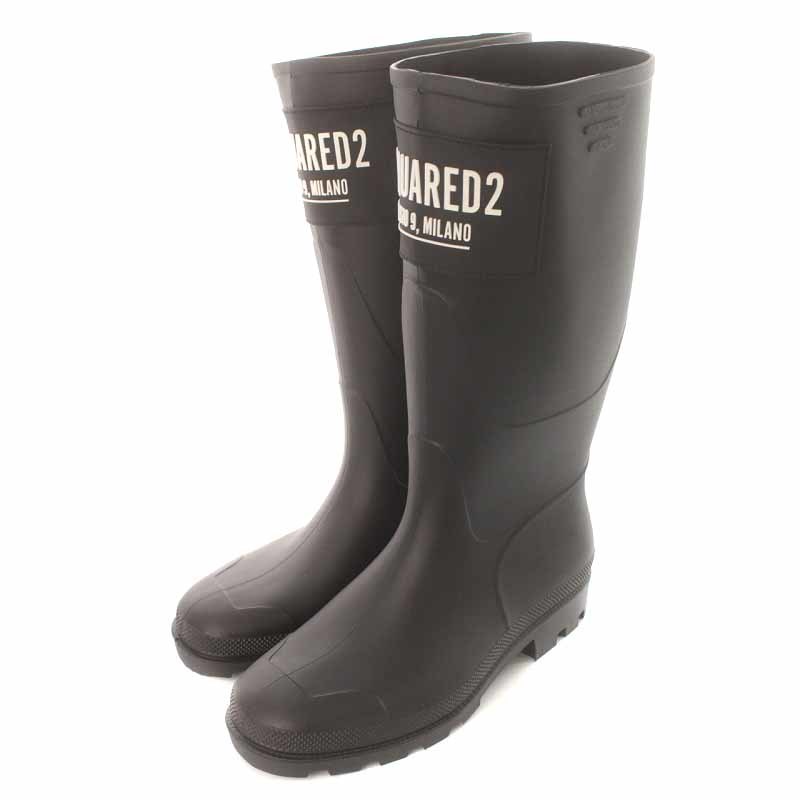  unused goods Dsquared DSQUARED2 Rain Boots rain boots boots Raver Logo 43 28.7cm black black RBM0002 #GY29 men's 