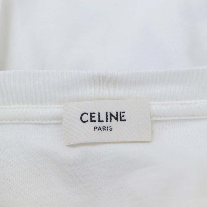 セリーヌ CELINE Tシャツ カットソー クロップド ショート丈 半袖 コットンジャージー XS 白 黒 2X761671Q.01EA レディース_画像3