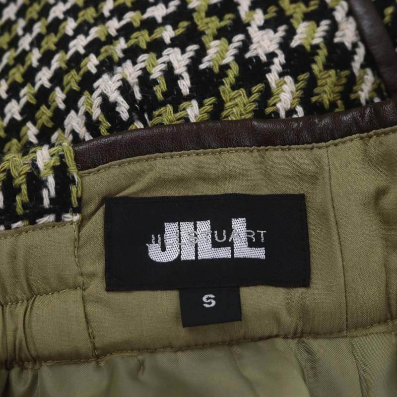  Jill Stuart JILL STUART low ведро g проверка юбка длинный тугой шерсть разрез S чёрный хаки "теплый" белый /CX #OS женский 