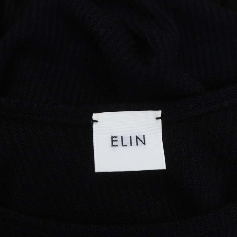 エリン ELIN Gathered jersey dress ワンピース ロング ノースリーブ 36 黒 ブラック /ES ■OS レディース_画像3