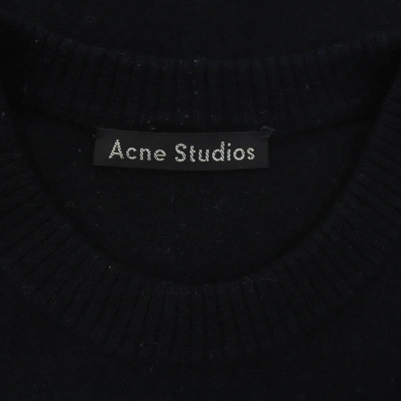 アクネ ストゥディオズ Acne Studios ワンポイント Faceロゴ ウール ニット セーター 長袖 XXS 黒 ブラック /MI ■OS レディース_画像3