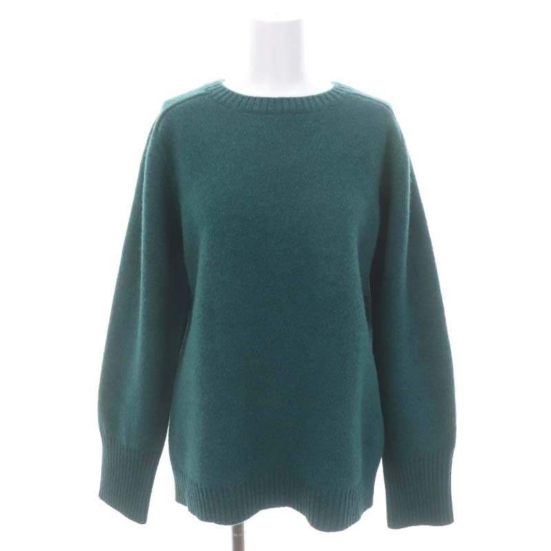 未使用品 クリスタセヤ Felted shetland raglan sweater セーター ニット 長袖 クルーネック ウール M グリーン /MI ■OS ■SH レディース