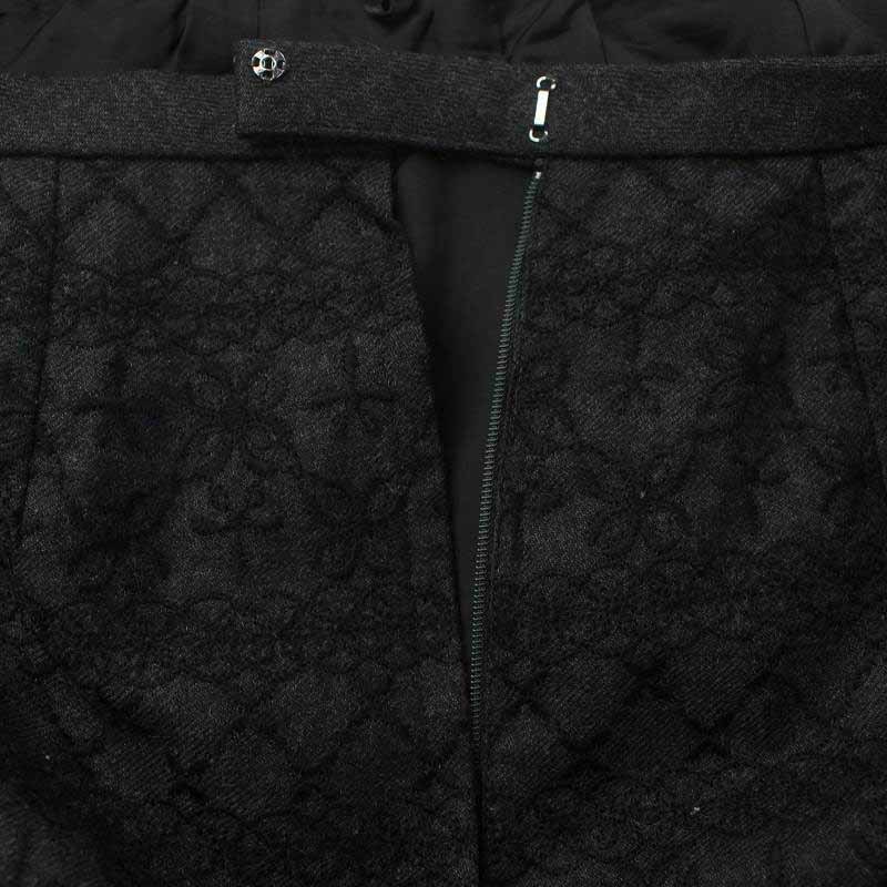 レリアン Leilian フレアスカート ミモレ ロング 刺繍 ウール混 大きいサイズ 17+ 4L グレー /AT14 レディース_画像3