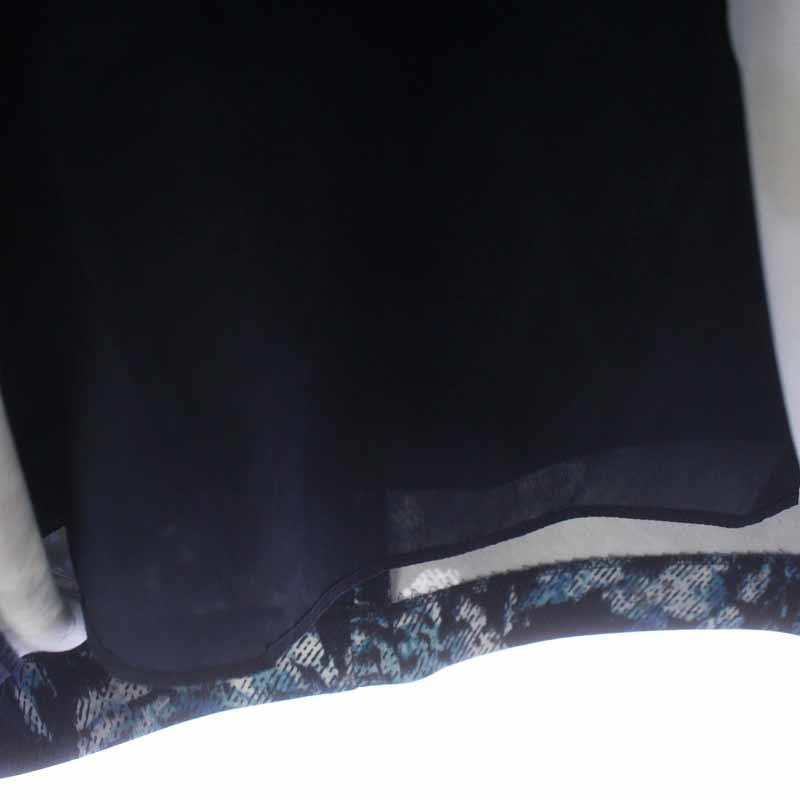レリアン Leilian フレアスカート ひざ丈 総柄 タック 大きいサイズ 17+ 4L 紺 ネイビー 青 ブルー /AT12 レディース_画像6