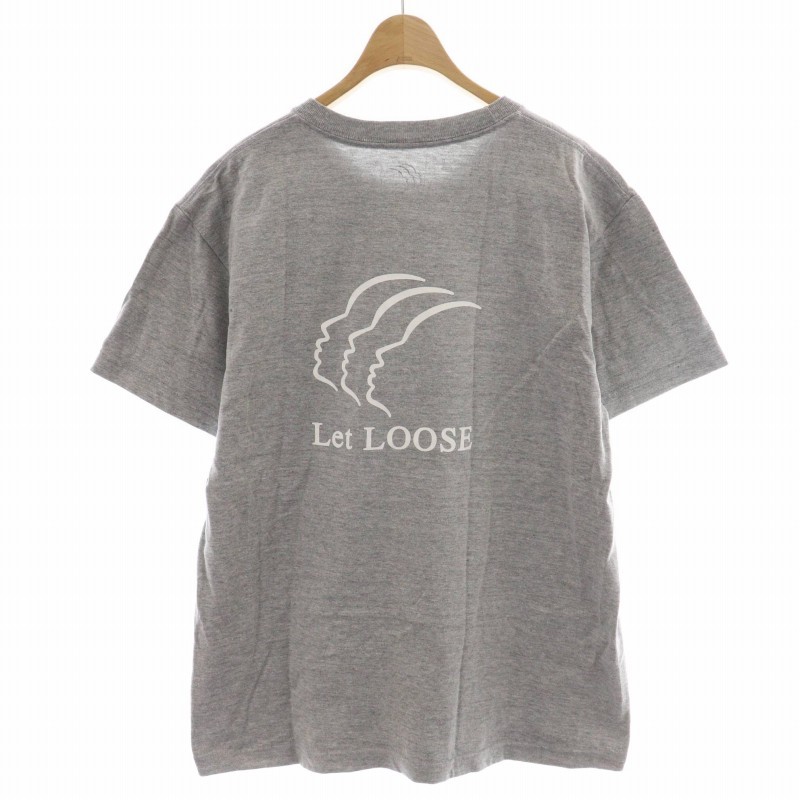 Let LOOSE コットン ロゴ Tシャツ カットソー クルーネック 半袖 L グレー /DK レディース