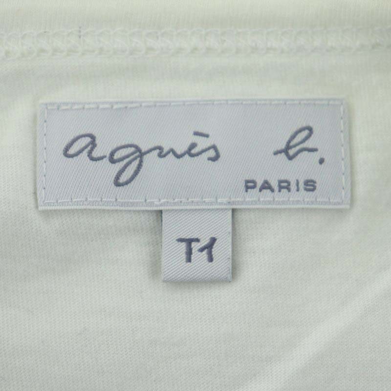 アニエスベー agnes b. ロゴTシャツ カットソー 半袖 コットン T1 白 黒 ホワイト ブラック /NR ■OS レディース_画像3