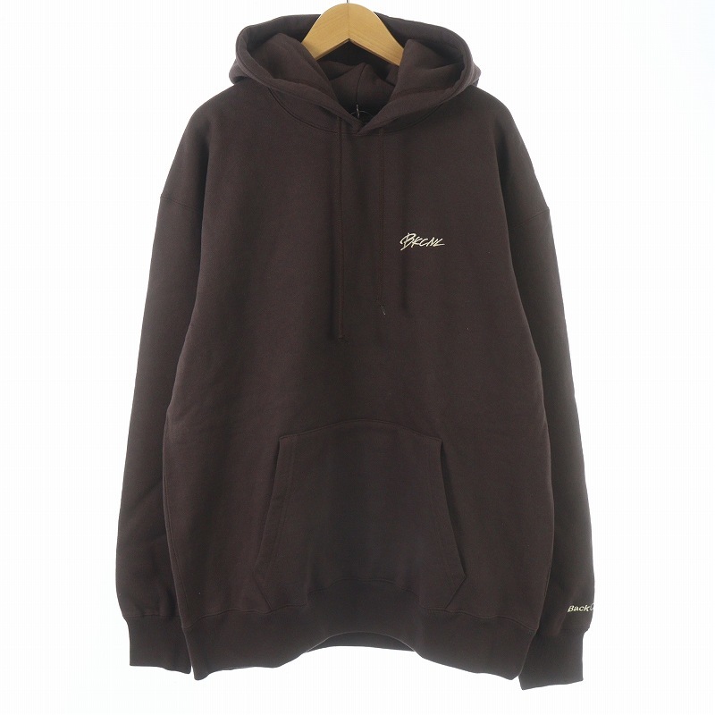 未使用品 BACK CHANNEL プルオーバーパーカー BKCNL PULLOVER PARKA スウェット 長袖 フード ロゴ 刺繍 M 茶 ベージュ 2322270 /SI27_画像1