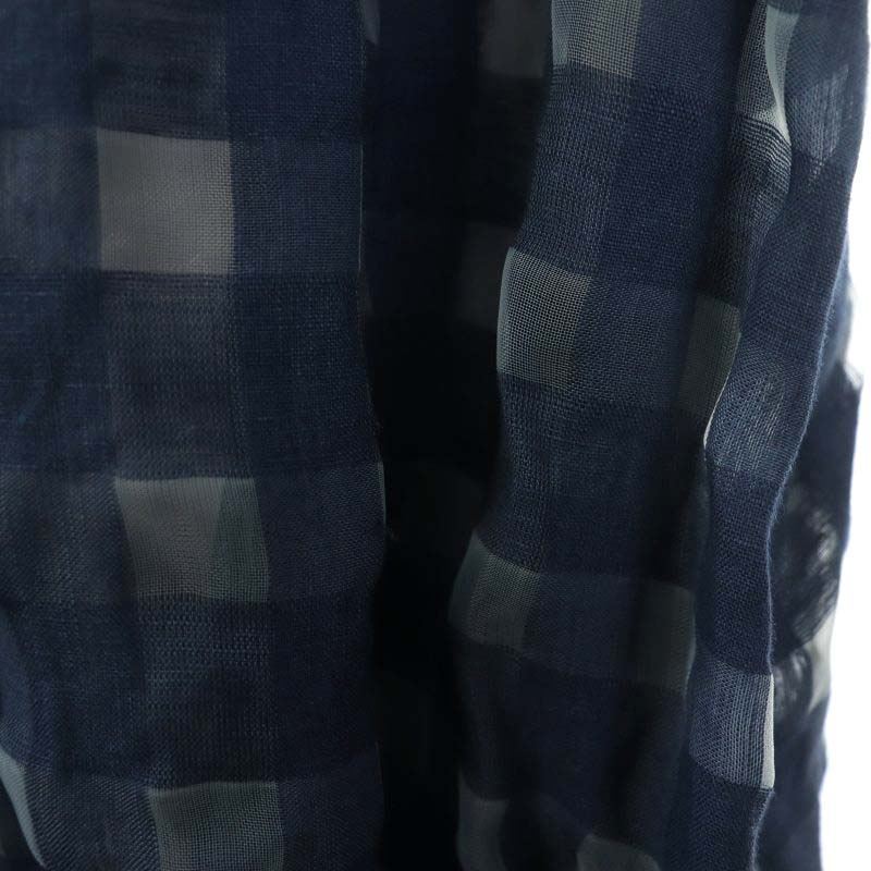  мой Strada Mystrada 21SSsia- проверка юбка длинный flair linen.36 синий голубой /NR #OS женский 