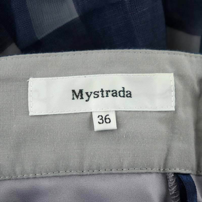  мой Strada Mystrada 21SSsia- проверка юбка длинный flair linen.36 синий голубой /NR #OS женский 