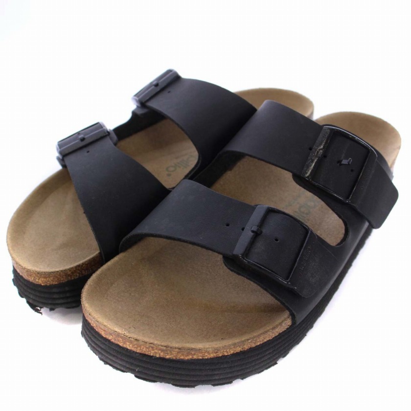 パピリオ アリゾナ papilio ARIZONA ビルケンシュトック BIRKENSTOCK PLATFORM-N サンダル 厚底 39 25cm 黒 ブラック /BM レディース