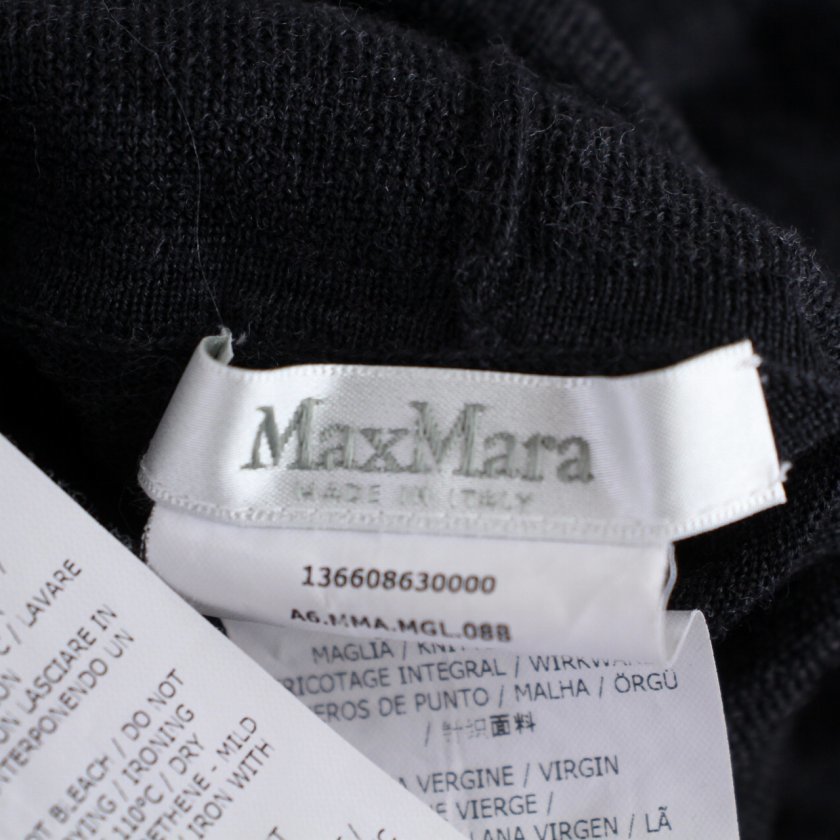 マックスマーラ MAX MARA ニット セーター 長袖 薄手 タートルネック ウール S グレー /BM レディース_画像4