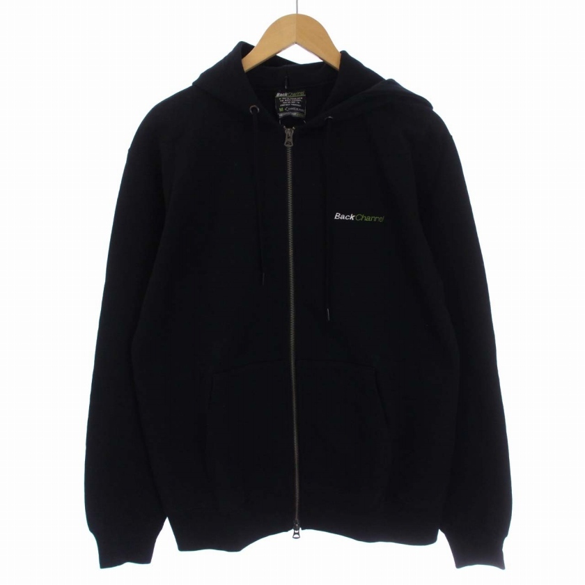 未使用品 バックチャンネル BACK CHANNEL DANCER FULL ZIP PARKA パーカー ジャケット ジップアップ 裏起毛 M 黒 メンズ_画像1