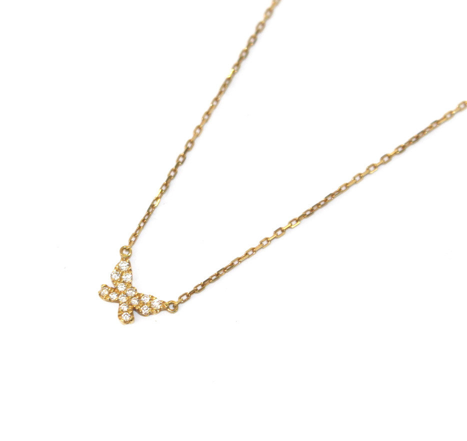 売れ筋ランキングも掲載中! アーカー ジュエリー アクセサリー イエローゴールド K18 0.06ct ダイヤモンド ペンダント ネックレス バタフライパヴェ AHKAH アーカー