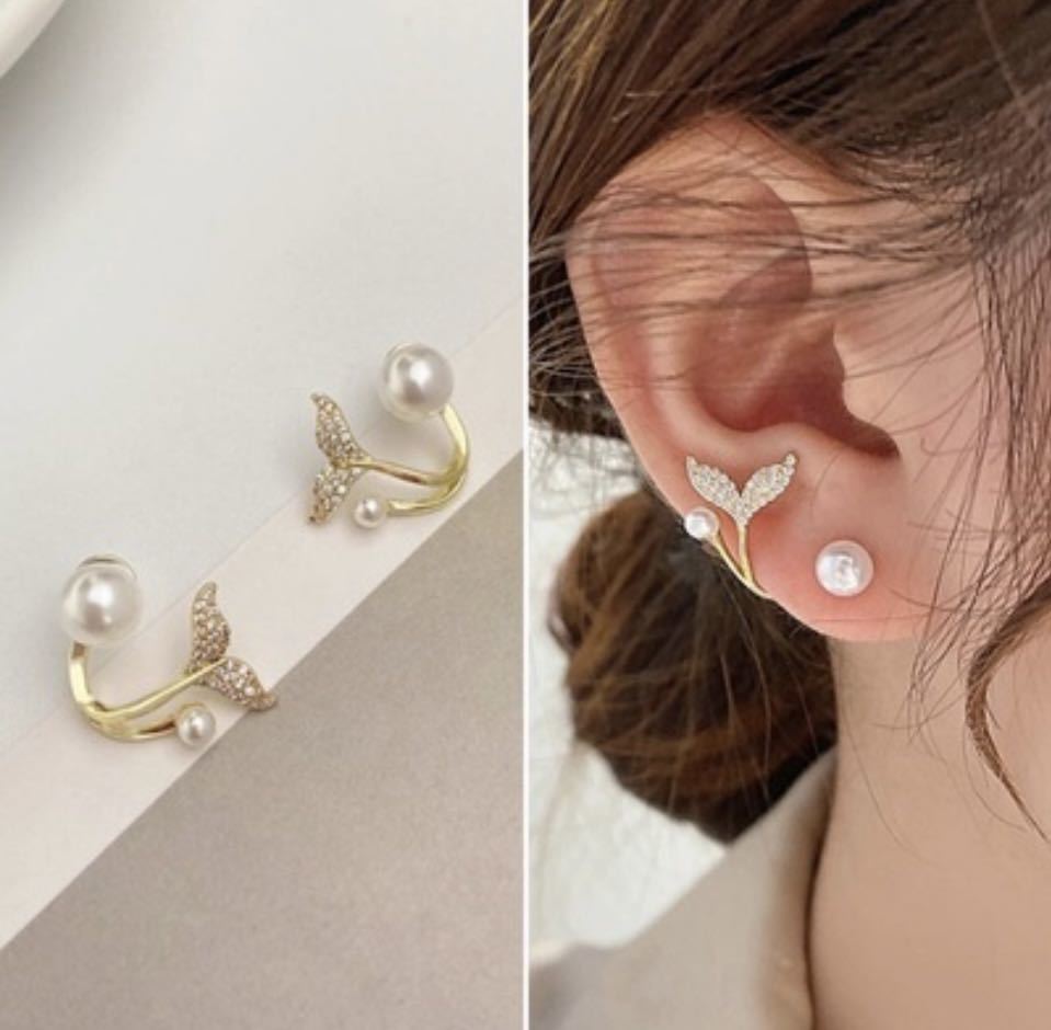 【ピアス】2点セット人工パール　ゴールド　華やか　2通りの付け方を楽しめます。/【ピアス】18K ゴールドメッキ　色ピンクゴールド_画像3