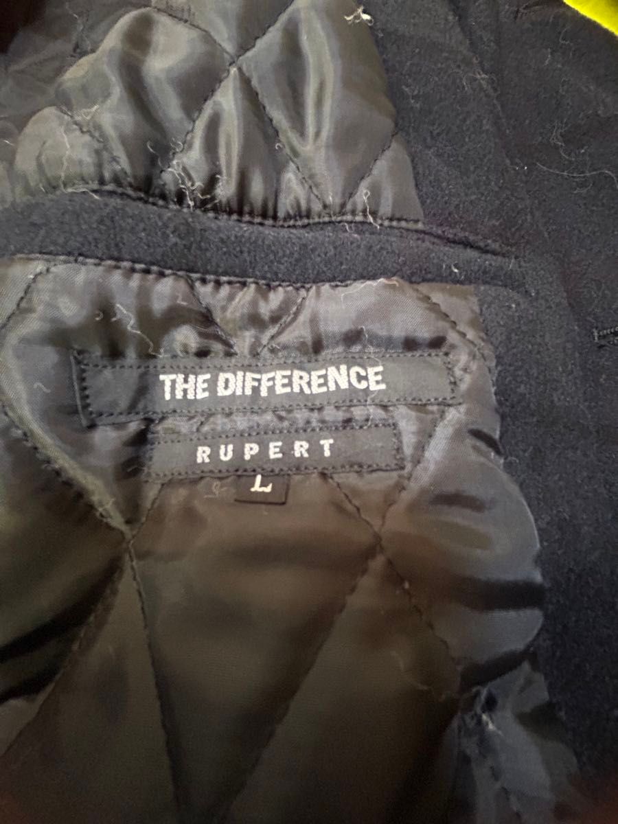 THE DIFFERENCE ダッフルコート　ミドル丈 ネイビー チェック柄 size L コート フード アウター