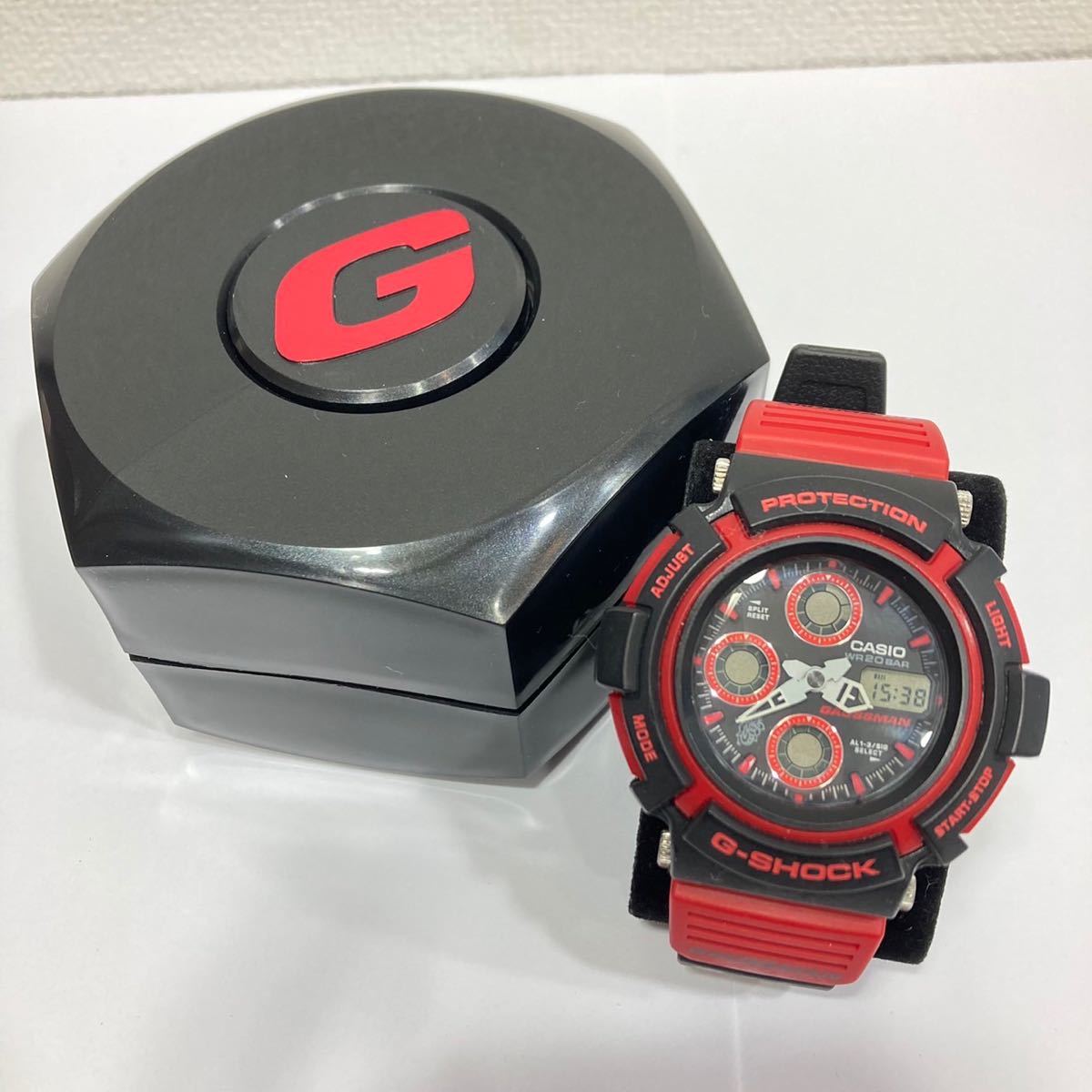 1円～ 稼働品 極美品 CASIO カシオ G-SHOCK ジーショック GAUSSMAN ガウスマン AW-571E 腕時計 アナログ デジタル レッド メンズ_画像1