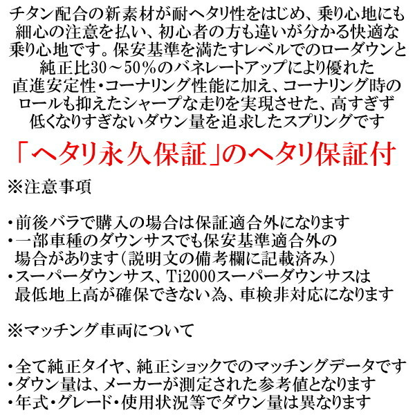 RSR Ti2000ハーフダウンサス前後セット GWL10レクサスGS450h Iパッケージ H24/3～H27/10_画像2
