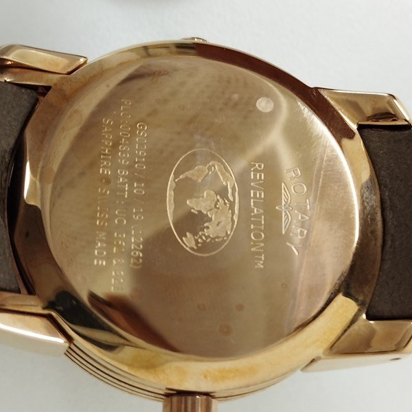 A972a [人気] ROTARY ロータリー ジェンツ・ツイン・ラウンド 腕時計 ゴールド×ブラウン 革ベルト 白文字盤 | ファッション小物 G_画像3