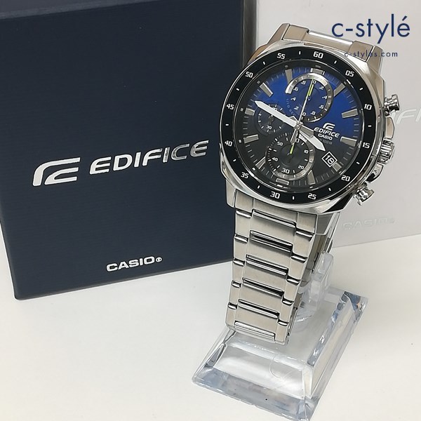 A756 [動作品] CASIO カシオ EDIFICE 腕時計 シルバー×ブラック EFV-600D-2A クォーツ | ファッション小物 D★_画像1