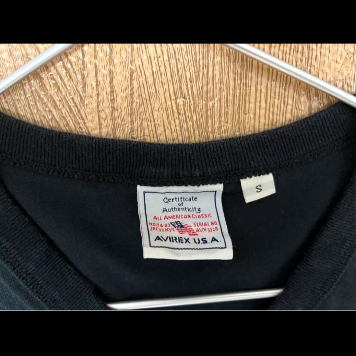 AVIREX　アヴィレックス  ファティーグTシャツ　BLACK/CAMO　Ｓサイズ 半袖 ロゴ刺繍