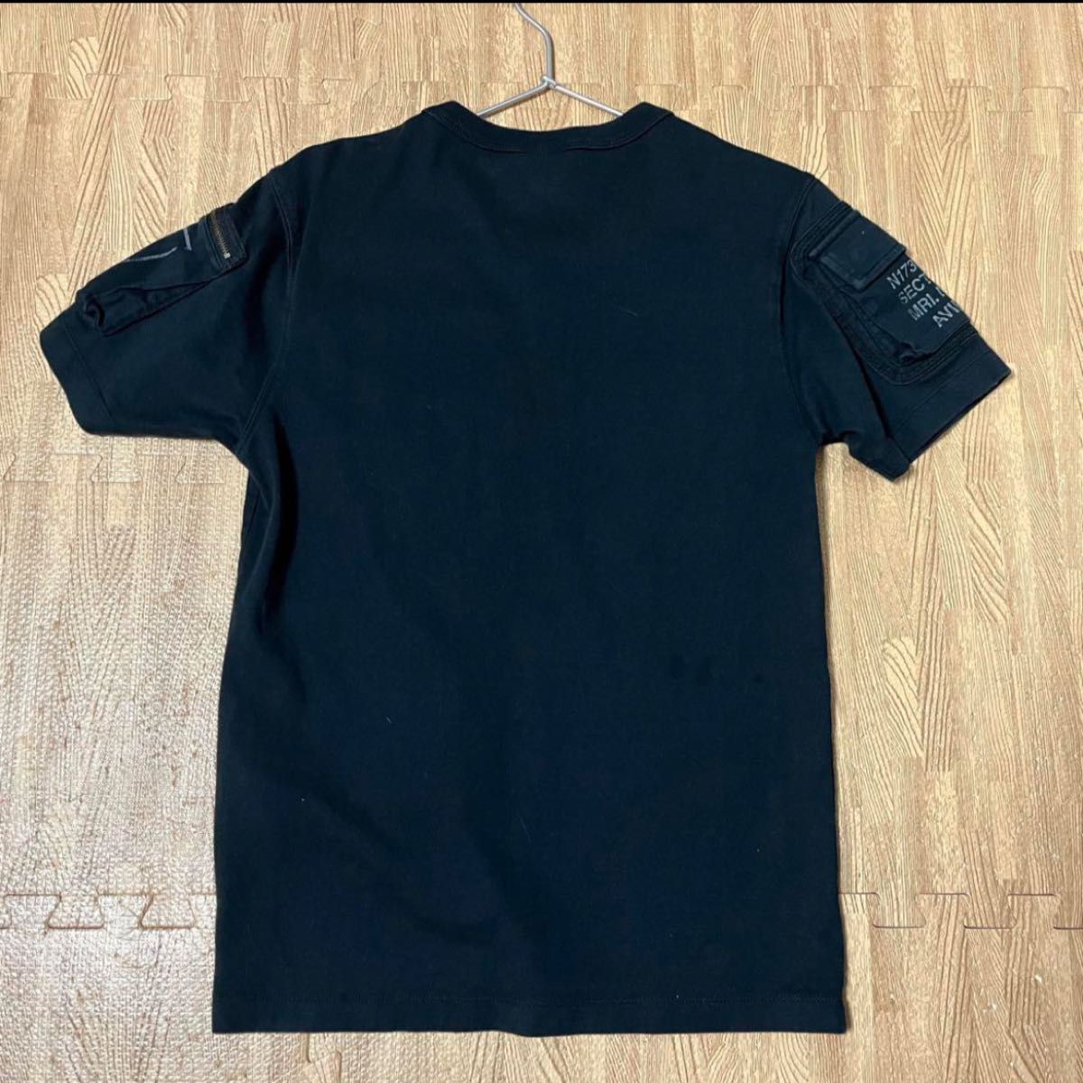 AVIREX　アヴィレックス  ファティーグTシャツ　BLACK/CAMO　Ｓサイズ 半袖 ロゴ刺繍
