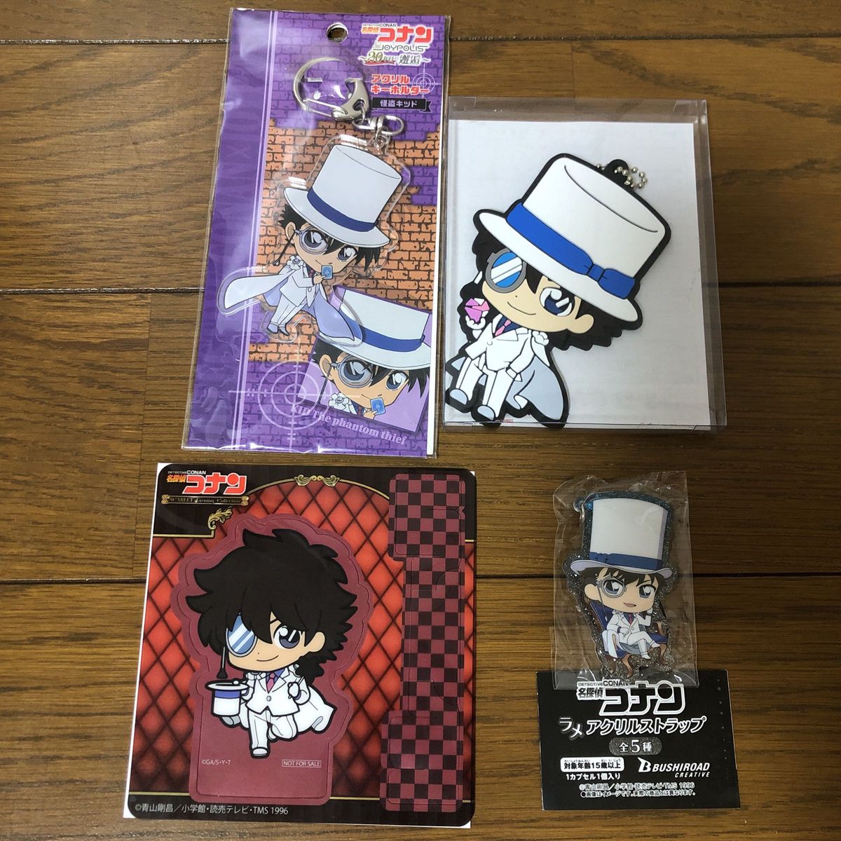 名探偵コナン/怪盗キッドセット(アクリルキーホルダー、ビッグラバーキーチェーンマスコット、ラメアクリルストラップ、クリアしおり)