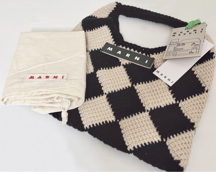 新品 マルニ◆スモール ニットバッグ MARNI MARKET DIAMOND◆黒_画像1