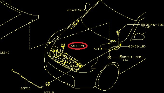 【送料無料+当日発送可能】Z34 フェアレディZ用 日産 純正 フードステークランプ ボンネットステークランプ ボンネット クリップ_画像2