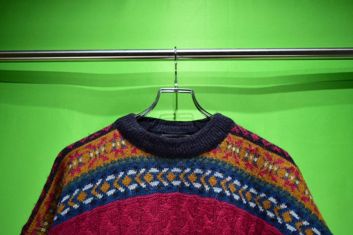 vintage euro design wool print sweater ヨーロッパ古着 ビンテージ デザインウールセーター 柄ニット デザインニット 80s 90s_画像2