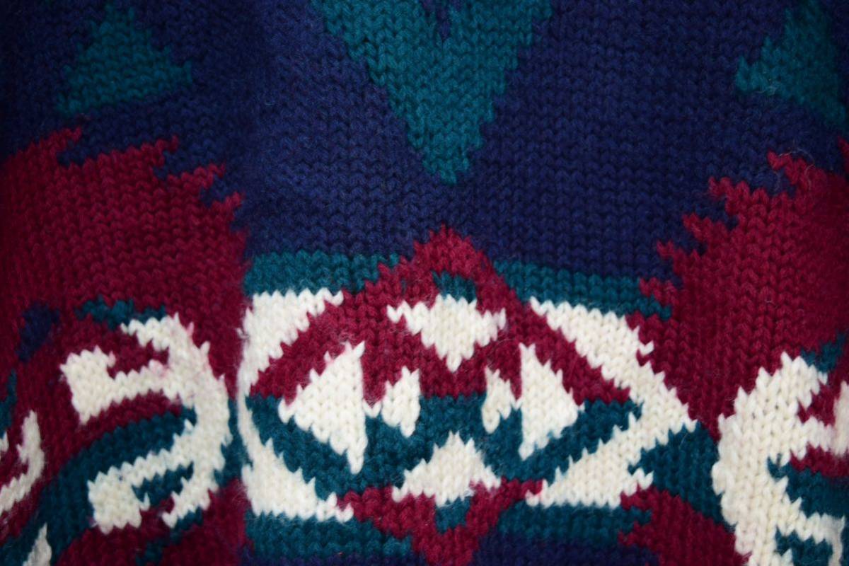 vintage design heavy wool print sweater 古着 ビンテージ ヘビーウールセーター 柄ニット デザインセーター 80s 90s_画像4