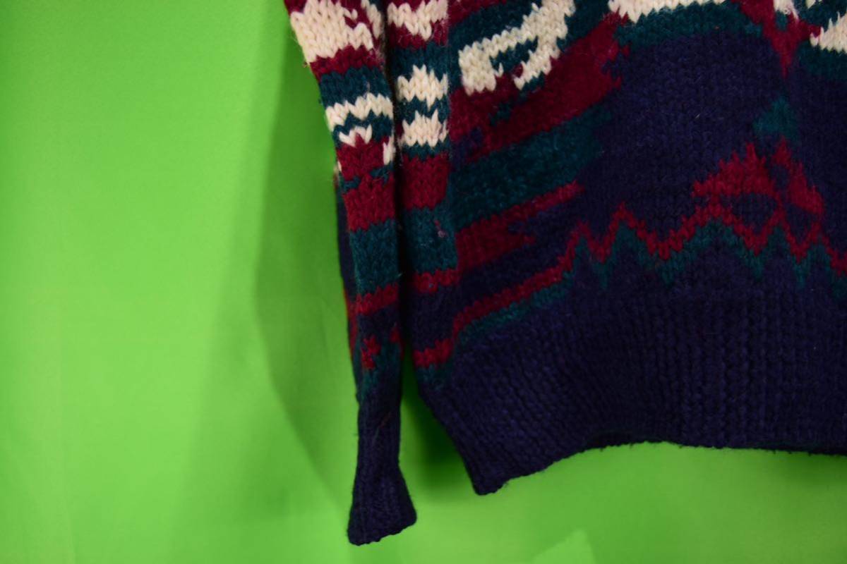 vintage design heavy wool print sweater 古着 ビンテージ ヘビーウールセーター 柄ニット デザインセーター 80s 90s_画像7