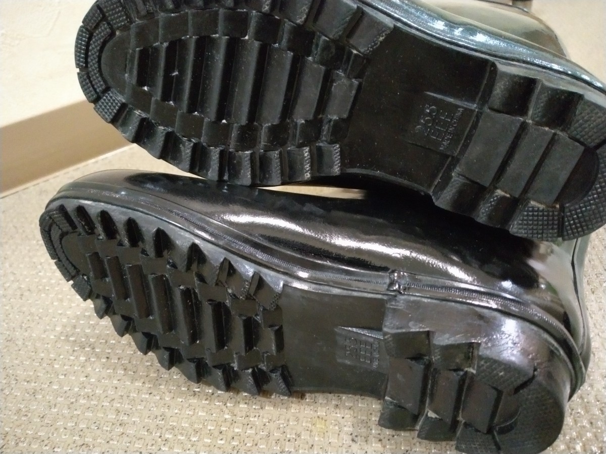 男性用ロング長靴 レインブーツ 防滑ソール 作業用長靴 ブラック　幅広25.5EEE_画像4